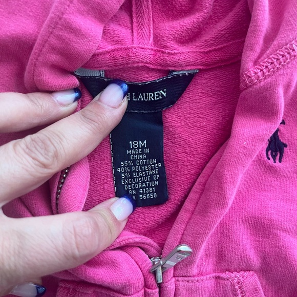 💥HP 💥 Ralph Lauren 18 months hot pink zip up jacket hoodie - Picture 5 of 7